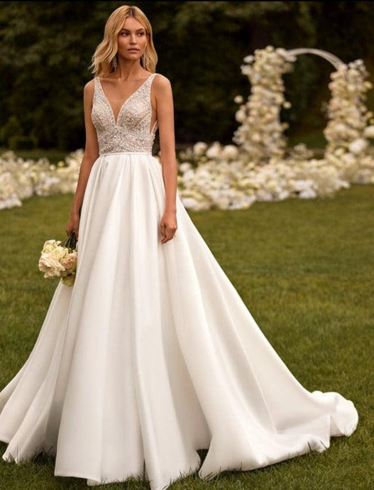 Backless Wedding Dress-Satin Princess Bridal Gown | Wedding Dresses