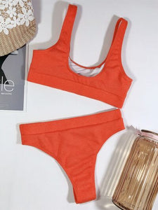 Womens Swimsuit-Scoop Neck Wide Strap Two-Piece Swim Set | swimsuit