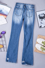 Load image into Gallery viewer, Blue Jeans-Sequin Bow Distressed Bootcut Blue Jeans | Blue Jeans
