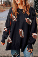 Load image into Gallery viewer, Womens Sweatshirt-Sequin Football Patch Slit Sweatshirt
