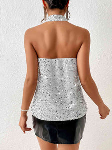 Womens Blouse-Party Sequin Halter Neck Tank | Tops/Blouses & Shirts