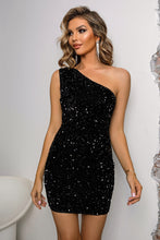 Load image into Gallery viewer, Womens Bodycon Dress-Sequin Lace-Up One-Shoulder Bodycon Dress | Dresses
