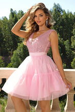 Load image into Gallery viewer, Womens Dress-Pink Sequin Sleeveless Mesh Dress | Dresses
