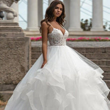 Load image into Gallery viewer, Sexy Backless V Neck Lace Ball Gown Wedding Dress Broke Girl Philanthropy
