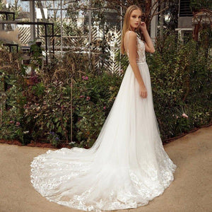 Beach Wedding Dress-Lace Bridal Gown-V Neck | Wedding Dresses