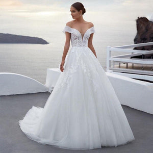 Sexy Wedding Dress-Off-Shoulder Bridal Gown Lace Appliques | Wedding Dresses