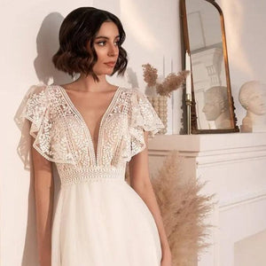 Sexy V Neck Lace Vintage Wedding Dress Broke Girl Philanthropy