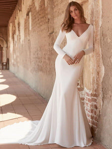 Simple Wedding Dress-Mermaid Satin Beach Wedding Dress | Wedding Dresses