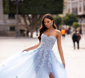 Off Shoulder Blue Beach Wedding Dress-Lace Bridal Gown | Wedding Dresses