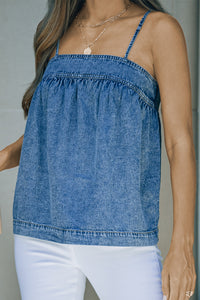 Womens Cami Top-Smocked Adjustable Strap Denim Cami | Tops/Blouses & Shirts