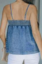 Load image into Gallery viewer, Womens Cami Top-Smocked Adjustable Strap Denim Cami | Tops/Blouses &amp; Shirts
