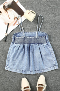 Womens Cami Top-Smocked Adjustable Strap Denim Cami | Tops/Blouses & Shirts