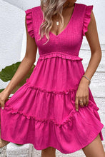 Load image into Gallery viewer, Womens Dress-Smocked Frill Trim Deep V Dress
