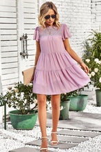 Load image into Gallery viewer, Womens Mini Dress-Smocked Puff Sleeve Tiered Mini Dress | Dress
