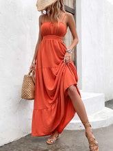 Load image into Gallery viewer, Womens Dress-Spaghetti Strap Cutout Tie Back Maxi Dress | Dress
