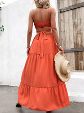 Load image into Gallery viewer, Womens Dress-Spaghetti Strap Cutout Tie Back Maxi Dress | Dress
