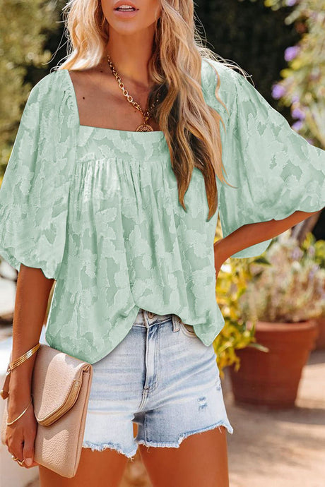 Womens Blouse-Square Neck Puff Sleeve Blouse | Tops/Blouses & Shirts