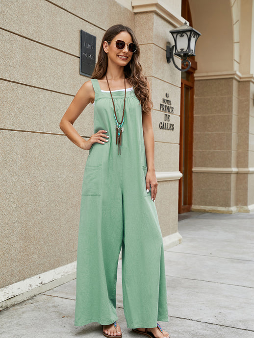 Womens Jumpsuit-Square Neck Sleeveless Jumpsuit | Dresses