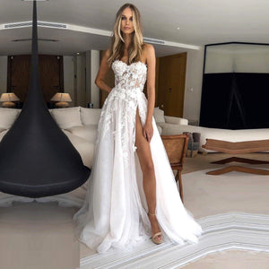 Beach Wedding Dress-Strapless A Line Wedding Dress | Wedding Dresses