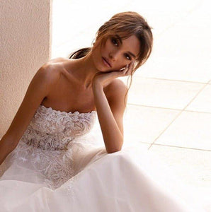 Beach Wedding Dress-Strapless Lace A-Line Wedding Dress | Wedding Dresses