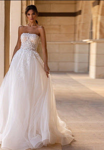 Beach Wedding Dress-Strapless Lace A-Line Wedding Dress | Wedding Dresses