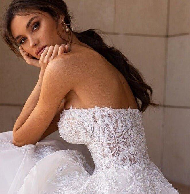 Beach Wedding Dress-Strapless Lace A-Line Wedding Dress | Wedding Dresses