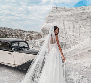 Strapless Lace Satin A-Line Beach Wedding Dress Broke Girl Philanthropy
