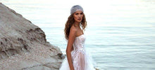 Load image into Gallery viewer, Strapless Ruffled Tulle Lace Bohemian Wedding Dress Broke Girl Philanthropy
