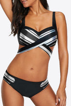 Load image into Gallery viewer, Women Swimsuit-Striped Crisscross Tie-Back Bikini Set | swimsuit
