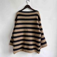 Load image into Gallery viewer, Womens Sweater-Striped Round Neck Long Sleeve Sweater
