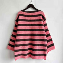 Load image into Gallery viewer, Womens Sweater-Striped Round Neck Long Sleeve Sweater
