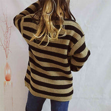 Load image into Gallery viewer, Womens Sweater-Striped Round Neck Long Sleeve Sweater
