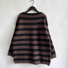 Load image into Gallery viewer, Womens Sweater-Striped Round Neck Long Sleeve Sweater
