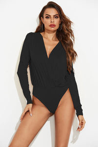 Womens Bodysuit-Surplice Long Sleeve Bodysuit | bodysuit