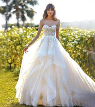 Load image into Gallery viewer, Sweetheart A-Line Lace Tulle Beach Wedding Dress | Sleeveless Broke Girl Philanthropy
