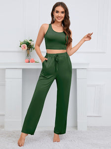 Womens Pants Set-Tank, Cardigan, and Pants Set