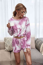 Load image into Gallery viewer, Womens Shorts Set-Tie-Dye Dropped Shoulder Top and Shorts Lounge Set
