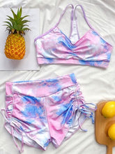 Load image into Gallery viewer, Womens Swimsuit-Tie-Dye Spaghetti Strap Top and Drawstring Shorts Swim Set | swimsuit
