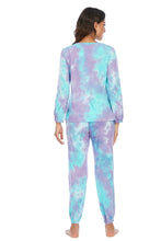 Load image into Gallery viewer, Womens Loungewear-Tie-Dye Top and Drawstring Pants Lounge Set
