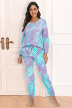 Load image into Gallery viewer, Womens Loungewear-Tie-Dye Top and Drawstring Pants Lounge Set
