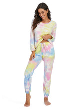 Load image into Gallery viewer, Womens Loungewear-Tie-Dye Top and Drawstring Pants Lounge Set
