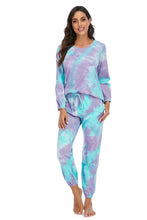 Load image into Gallery viewer, Womens Loungewear-Tie-Dye Top and Drawstring Pants Lounge Set
