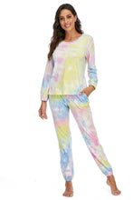 Load image into Gallery viewer, Womens Loungewear-Tie-Dye Top and Drawstring Pants Lounge Set
