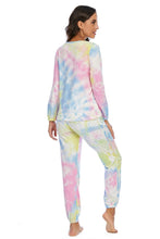 Load image into Gallery viewer, Womens Loungewear-Tie-Dye Top and Drawstring Pants Lounge Set
