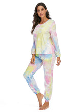 Load image into Gallery viewer, Womens Loungewear-Tie-Dye Top and Drawstring Pants Lounge Set
