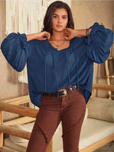 Load image into Gallery viewer, Womens Blouse-Tie Neck Long Sleeve Blouse | Tops/Blouses &amp; Shirts
