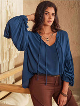 Load image into Gallery viewer, Womens Blouse-Tie Neck Long Sleeve Blouse | Tops/Blouses &amp; Shirts
