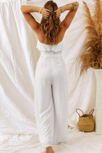 Load image into Gallery viewer, Womens Jumpsuit-Tie-Waist Ruffled Strapless Wide Leg Jumpsuit
