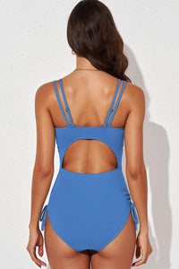 Womens Swimsuit-Tied Cutout Plunge One-Piece Swimsuit