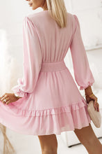 Load image into Gallery viewer, Womens Mini Dress-Tied Flounce Sleeve Mini Dress | dress
